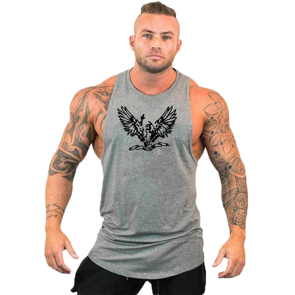 Gym Top Men Shirt Man Muscle Fit T-shirt Fitness Bodybuilding Stringer Vest Clothes Clothing Men's Singlets Muscular T-shirts