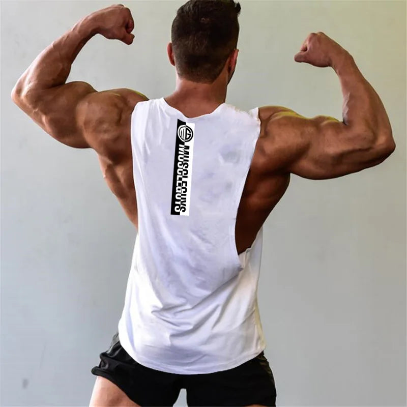 Gym Fitness Workout Running Tank Tops Summer Casual Cotton Breathable Sleeveless Vests Mens Bodybuilding Muscle Sport T-shirts