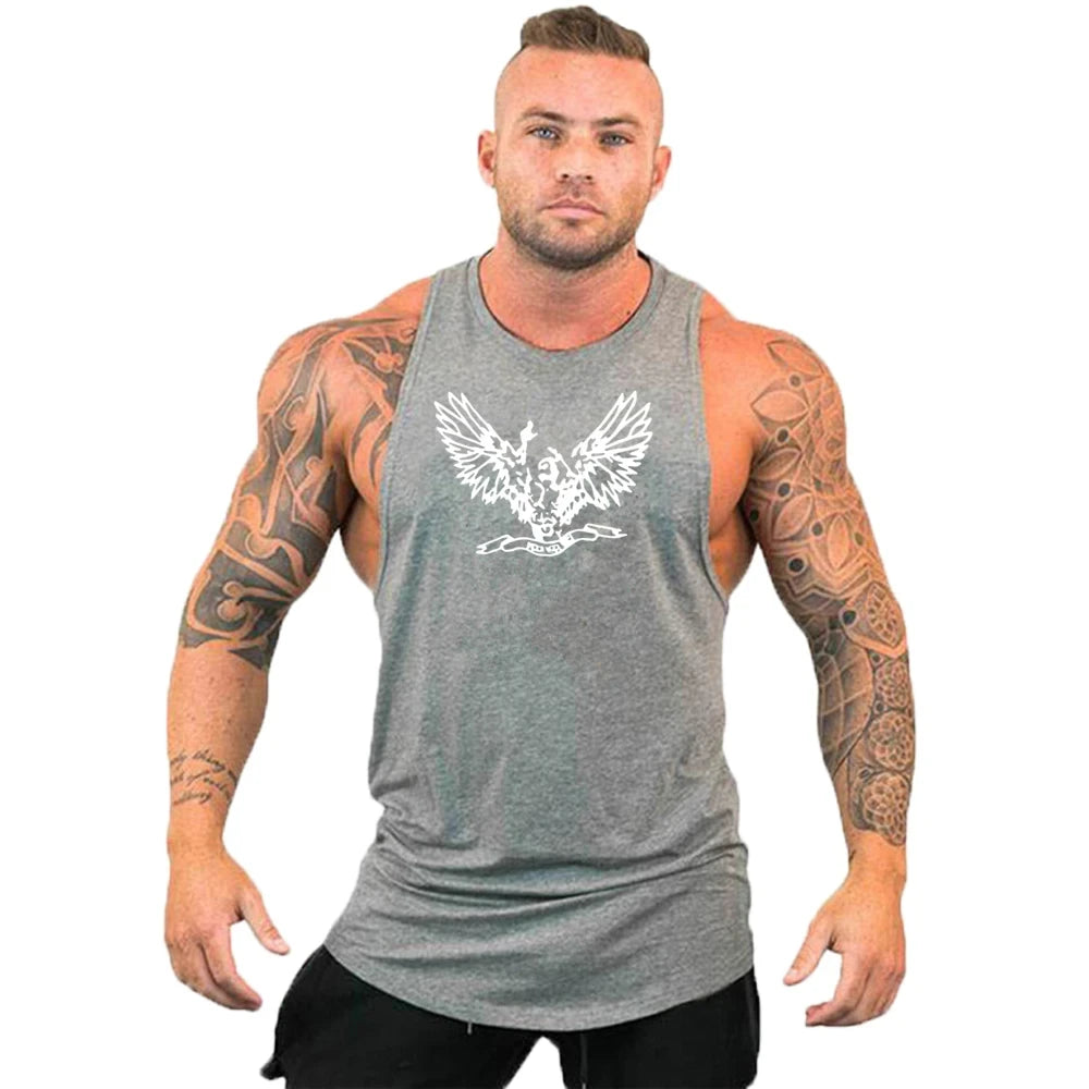 Gym Top Men Shirt Man Muscle Fit T-shirt Fitness Bodybuilding Stringer Vest Clothes Clothing Men's Singlets Muscular T-shirts
