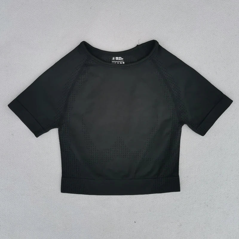 Gym Top for Women Short Sleeve Yoga Crop Top Sports T Shirts Clothes Fitness Seamless Workout Tee Sports Tops Activewear